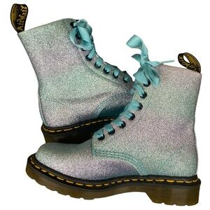 Dr. Martens 1460 Pascal Glitter Boots Blue Size 5 US Ladies